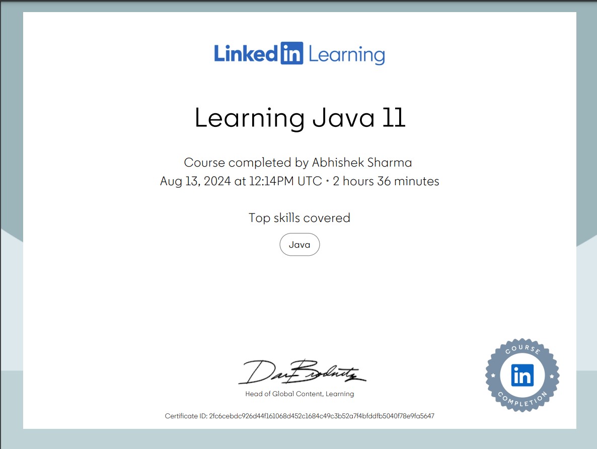 Java Certificate