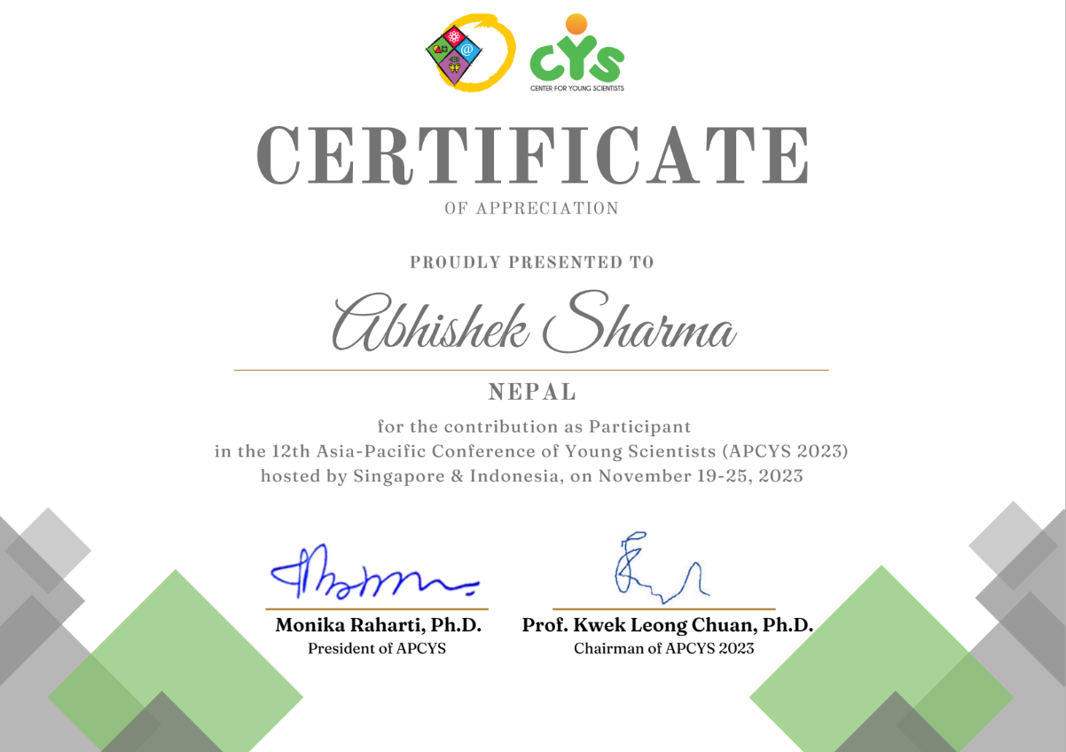 APCYS Certificate
